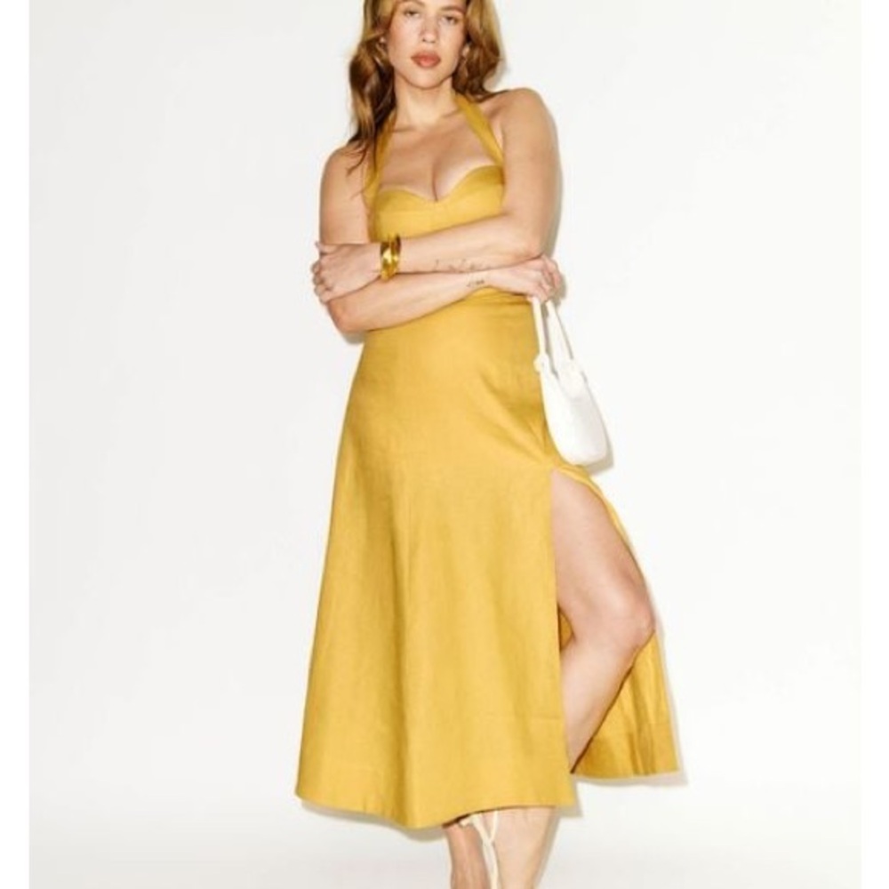 Reformation Tala Linen Dress - Size 4 - in Sunflower